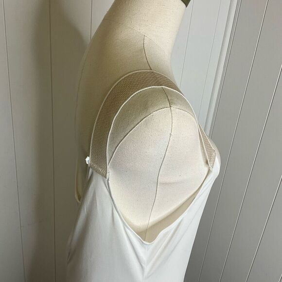 Vintage Handmade Women's 9-10 White Deep Scoop Neck Slip Dress Intimates - Picture 5 of 10
